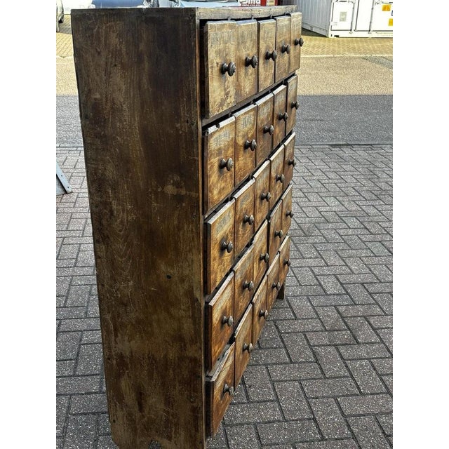 Antique Bank of 25 Shop Drawers with Hand-Painted Names For Sale - Image 5 of 14