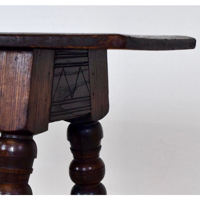 Jamestown Lounge Co. English Jacobean Revival Style Oak Bench For Sale - Image 4 of 9