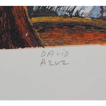 Artist: David Azuz, Israeli/French (1942 - ) Title: Cafe La Rontonde Montparnasse Year: Circa 1980 Medium: Lithograph,...