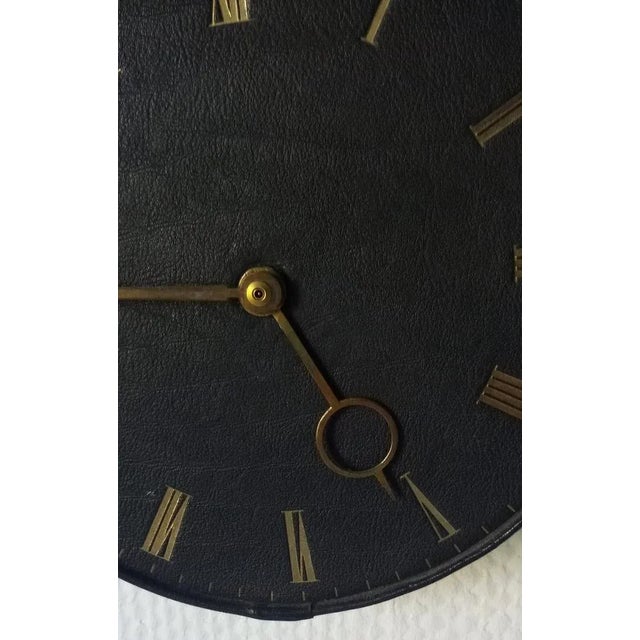 Mid-Century Leather Wall Clock For Sale - Image 4 of 9