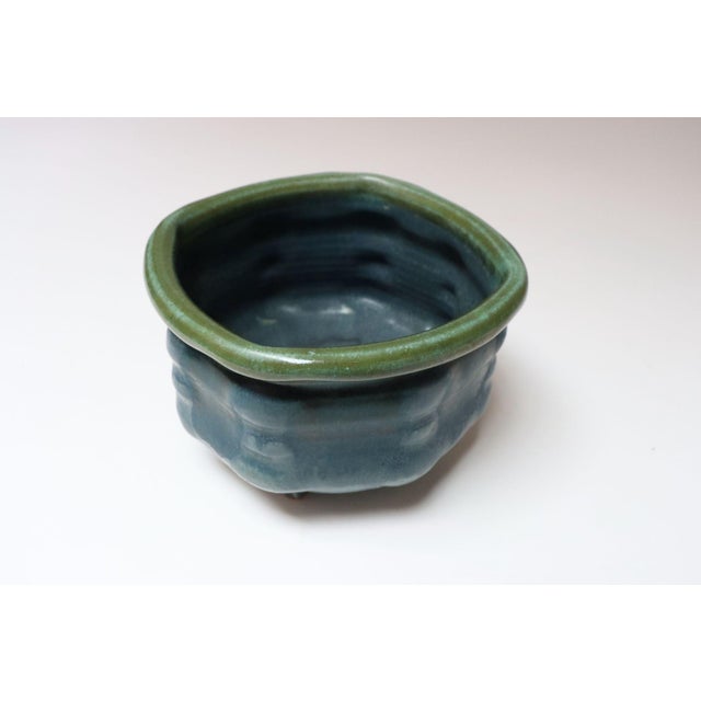 Petite Vintage Blue and Green Studio Pottery Square Planter by Deanna Nichols For Sale - Image 4 of 18