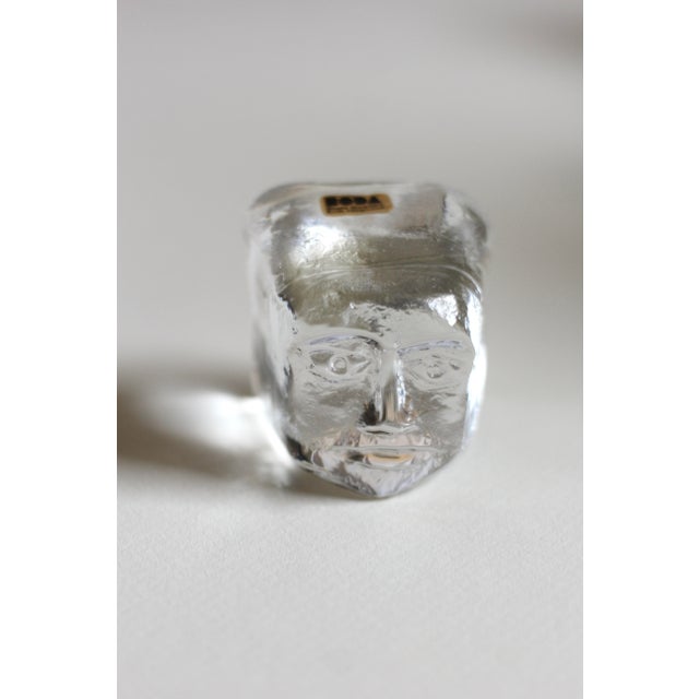 Transparent Erik Hoglund for Kosta Boda Small Glass Face Sculpture For Sale - Image 8 of 8