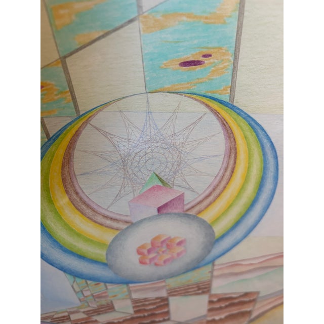 “Celestial Realities” 1972 Ivar Zapp Large Prismacolor Geometric Drawing Vorpal Gallery Sf For Sale - Image 9 of 9