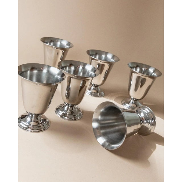 Vintage Stainless Steel Cups, Italy, 1970s, Set of 6 For Sale - Image 3 of 11