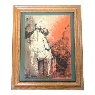 1960’s Jean Jansem Two Seated Women Original Lithograph For Sale