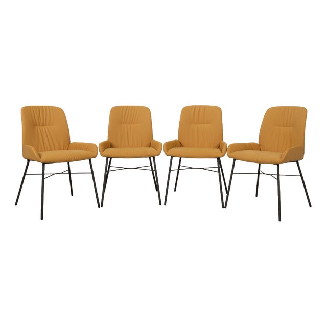 S1000 Dining Chairs in Yellow Leather, Set of 4 For Sale