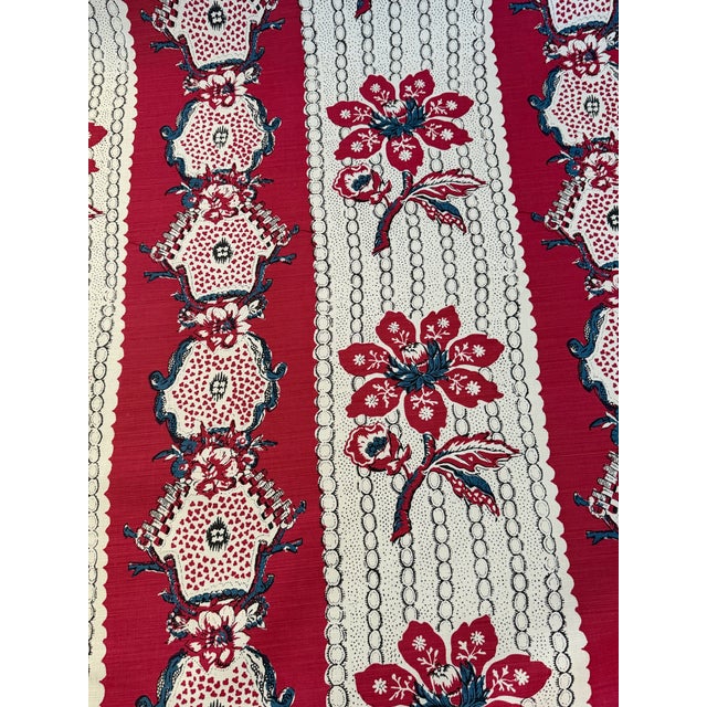 China Seas Quadrille McCallum Floral Stripe Blue Red Brown Fabric 306520f-102 7 Yards For Sale - Image 4 of 5