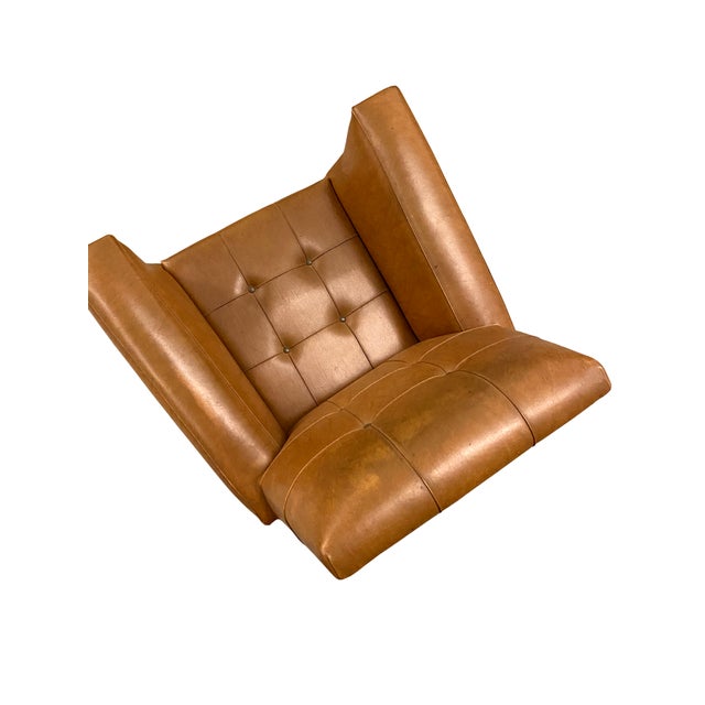 Mid-Century Modern Vintage Cubist Leather Lounge Chair For Sale - Image 3 of 16
