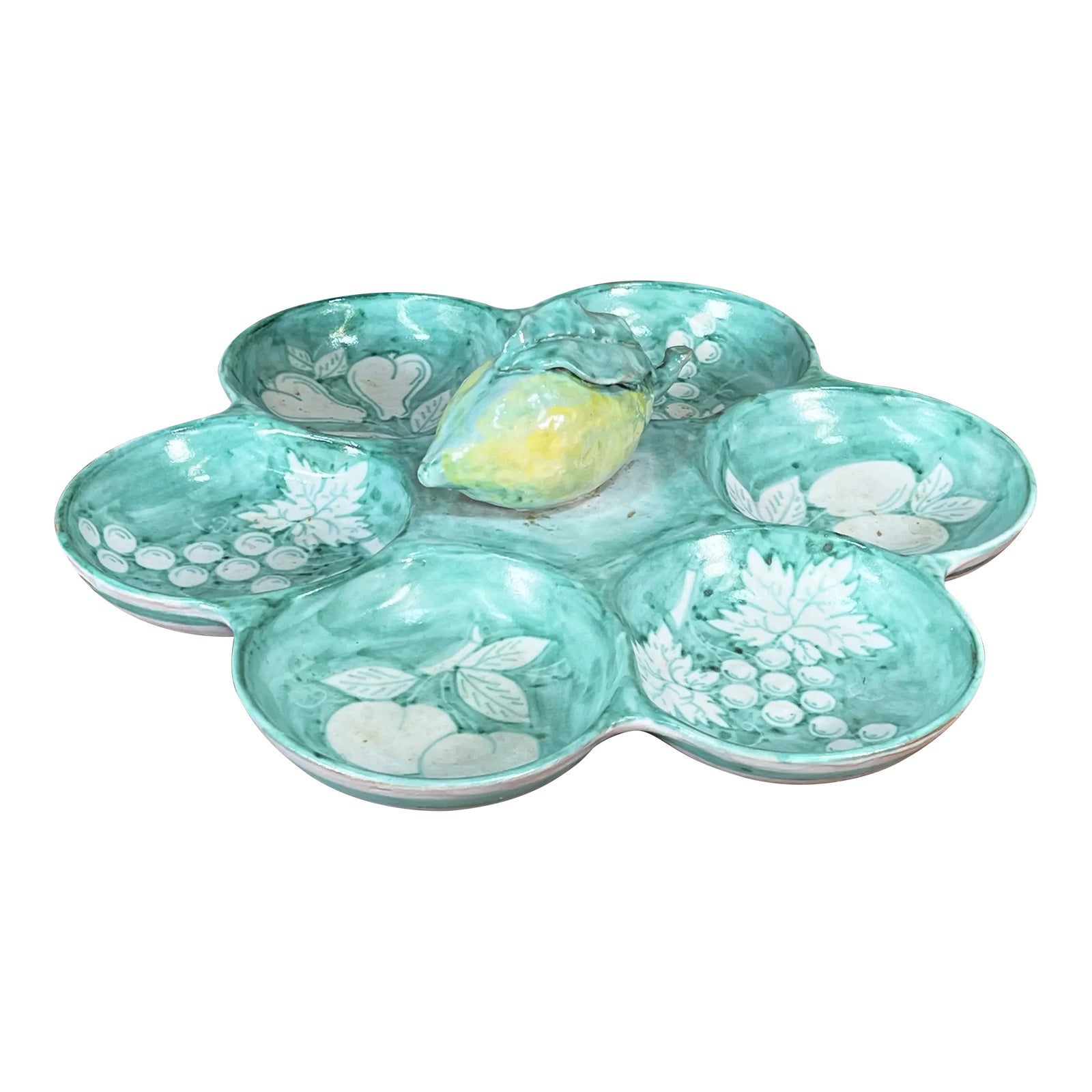 Vintage Italian Majolica Lemon Meze Tapas Serving Platter by Cassetta Vietri