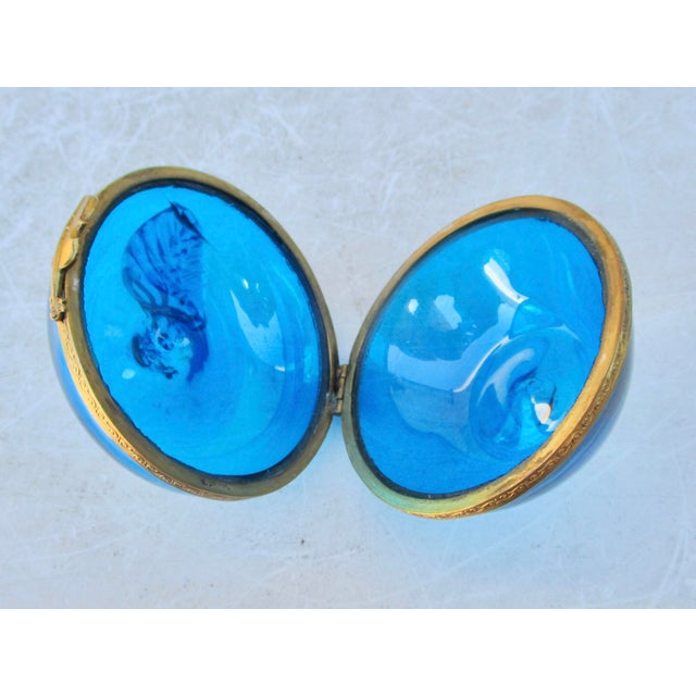 French Blue Glass Apple Trinket Box Circa 1930s For Sale In New York - Image 6 of 8