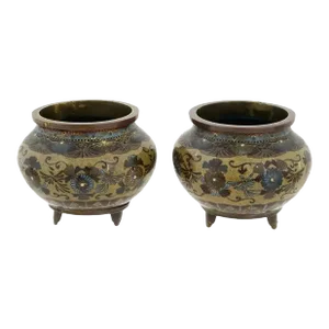 A Pair of Early Japanese Cloisonne Enamel Censors Attributed to Honda Yasaburo
