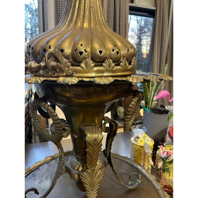 Large Vintage Brass Detailed Samovar and Decorative Stand For Sale - Image 9 of 12