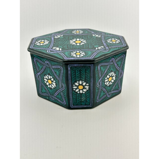Dark Green Antique German Ceramic Box For Sale - Image 8 of 10
