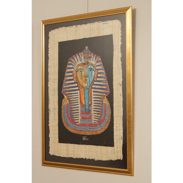Vintage Egyptian Paintings on Papyrus, Custom Framed - A Pair | Chairish