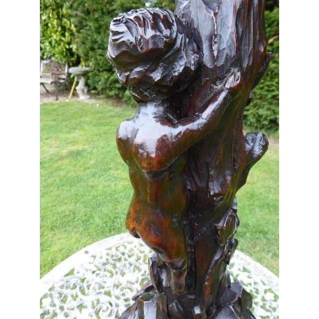 Antique English Carved Figure of a Boy Climbing Plant Stand, 1850 For Sale - Image 12 of 14