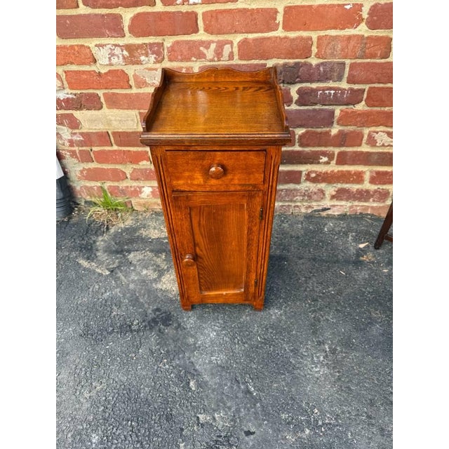 Mid 20th Century Antique Farmhouse Style Solid Wood Narrow Bedside Cabinet For Sale - Image 5 of 14