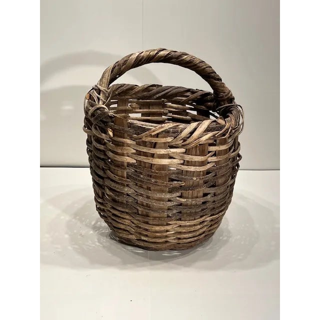 Rustic European Vintage French Market Basket #376 For Sale - Image 3 of 9