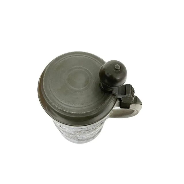 Ceramic German Westerwald Salt Glazed Stoneware with Horses Tankard, 18th Century For Sale - Image 7 of 13