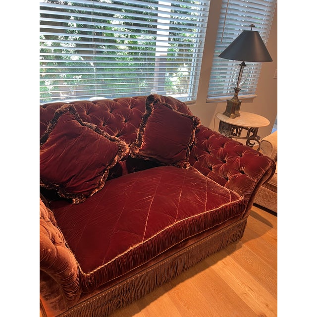 2020s Love Seat, Beautiful Custom Made , Plush, Tufted, Rich Brown Velvet Fabric For Sale - Image 5 of 7