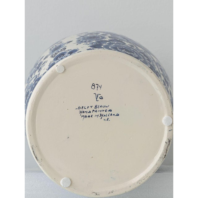Monumental Hand-Painted Delft Blue and White Earthenware Vase by Velsen, 1950s For Sale - Image 9 of 10