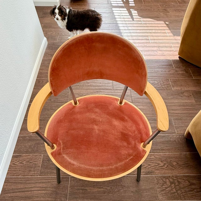 Postmodern Vintage 1998 Knoll Chair by Maya Lin W Bentwood & Velvet 90s VTG For Sale - Image 12 of 12