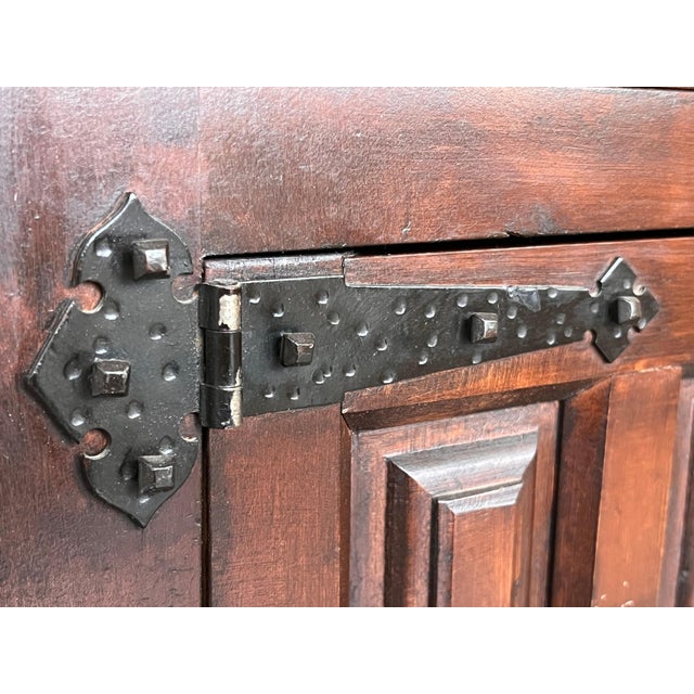 Brown Late 19th Century Spanish Baroque Carved Walnut Tuscan Two Drawer Credenza or Buffet For Sale - Image 8 of 18