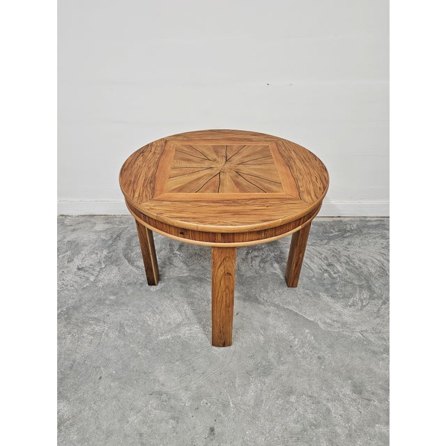 In this listing you will find a gorgeous round Art Deco side table done in walnut, with very rich wood patterns. Made in...