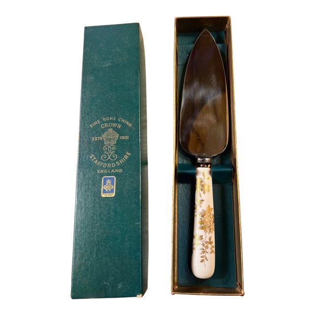 Vintage Gold Floral Pie/Cake Server by Staffordshire For Sale