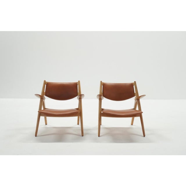 1960s Vintage CH28 Sawbuck Lounge Chairs by Hans J. Wegner for Carl Hansen, 1960s, Set of 2 For Sale - Image 5 of 11