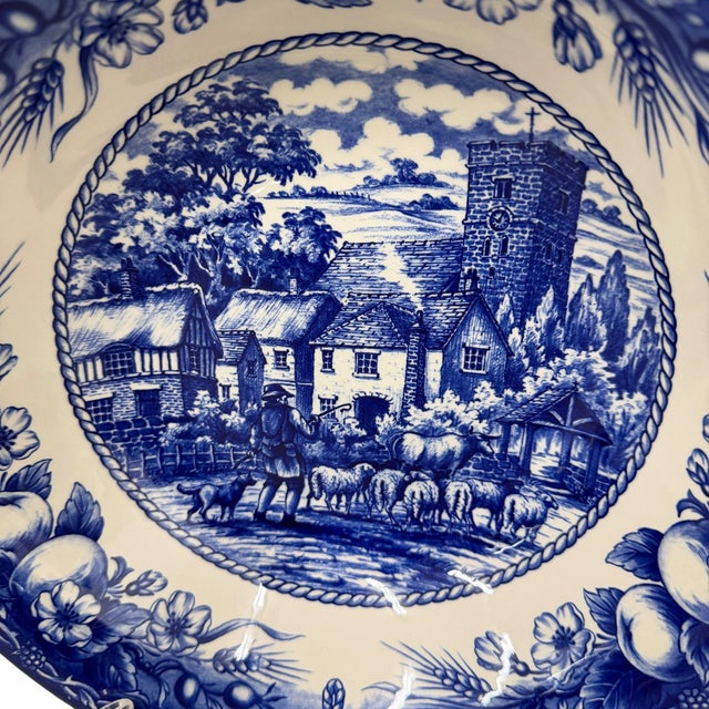 Farmhouse Vintage Royal Staffordshire Serving Bowl, “The Herdsman” Pattern, Made in England For Sale - Image 3 of 4