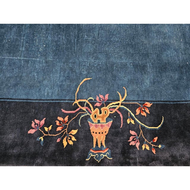 Antique Chinese Art Deco Rug, Hand-Knotted Wool Pile, Phoenix Motif Design, French Blue & Navy, 10' X 17’ For Sale - Image 17 of 17