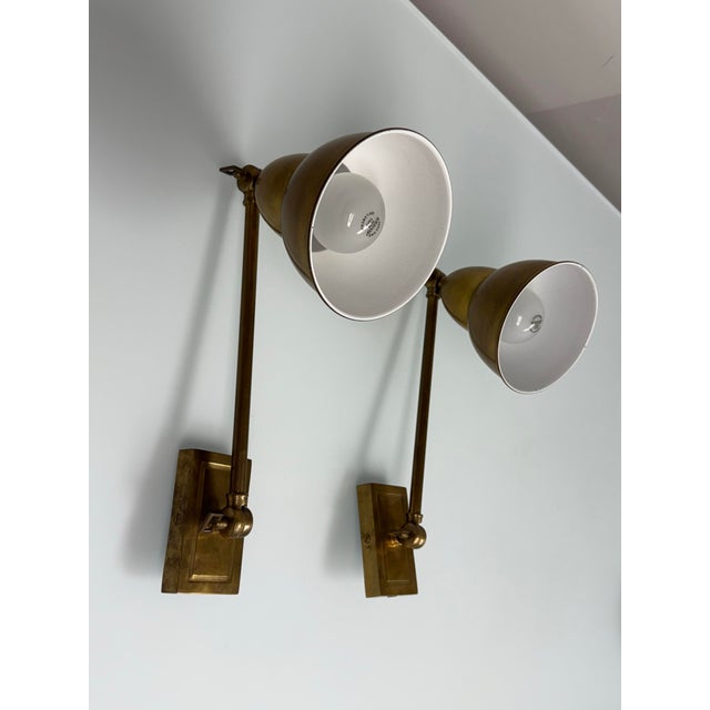 French Visual Comfort French Library Single Arm Wall Lamps, Pair For Sale - Image 3 of 12