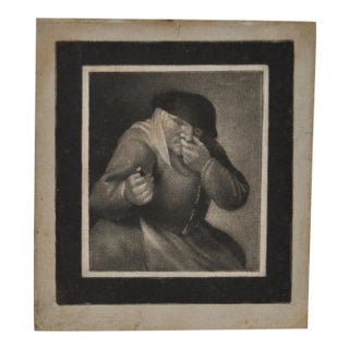 18th Century Miniature Graphite Portrait of a Man With Snuff For Sale