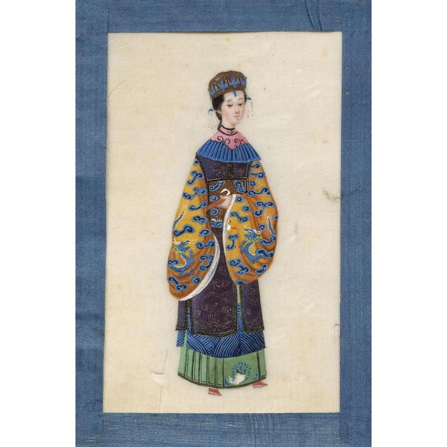 19th Century Chinese Qing Export School Album of Court Figure Paintings on Pith, Canton For Sale - Image 6 of 18