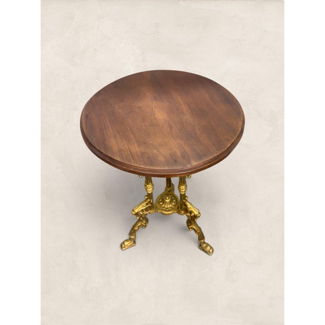 Antique French Gilt Cast Iron Guéridon Side Table With Wooden Top, Circa 1900 For Sale - Image 11 of 11