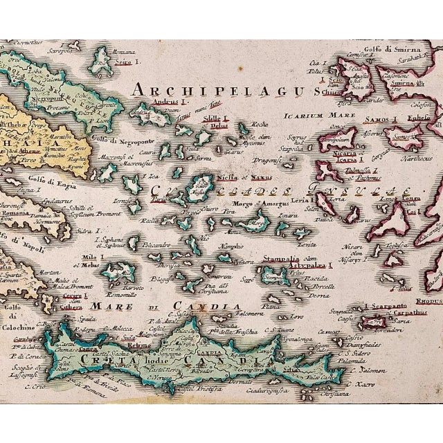 Danube, Italy, Greece, Croatia: Hand-Colored 18th Century Homann Map For Sale - Image 10 of 12