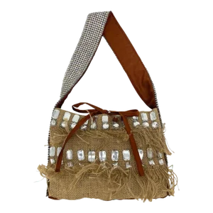 Dolce and Gabbana Crystal Diamante Burlap Handbag