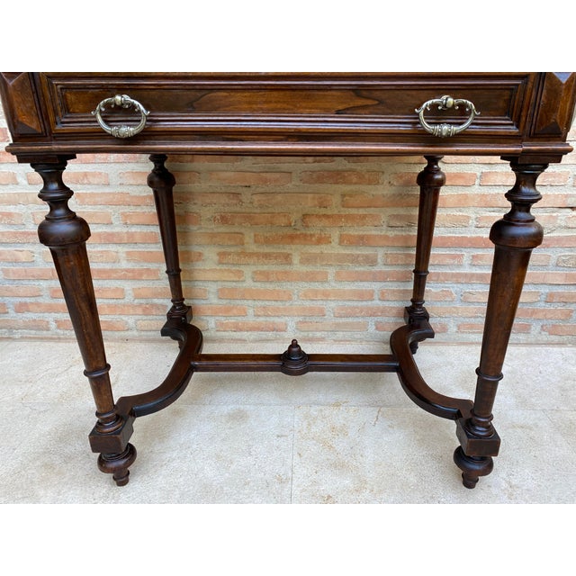 Louis XVI French Walnut Side Table with drawer, 1920s For Sale - Image 11 of 18