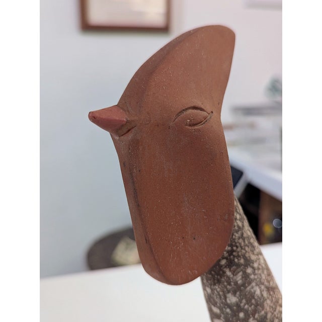 Mid-Century Modern James Lovera Mid-Century Speckled Ceramic Bird Sculpture For Sale - Image 3 of 7