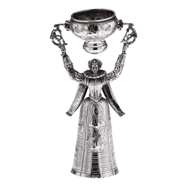 Antique Dutch Silver Wedding Wager Cup, 1911 For Sale