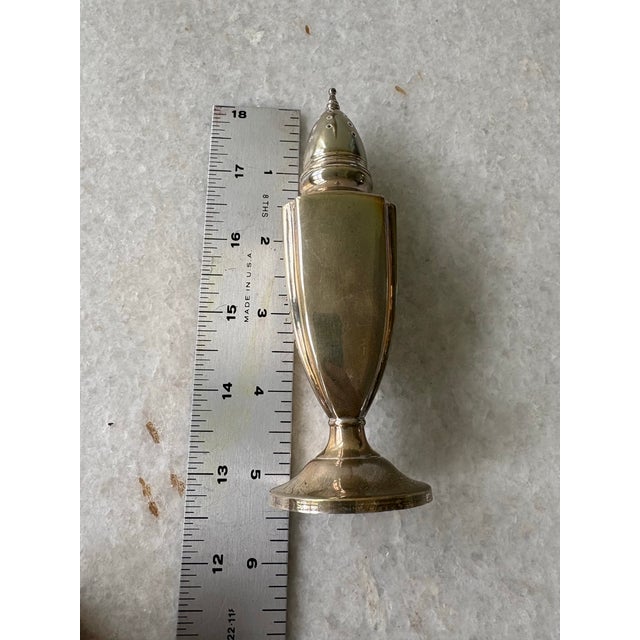 Early 20th Century Antique Sterling Silver Salt and Pepper Shakers Featuring a Monogrammed For Sale - Image 5 of 5