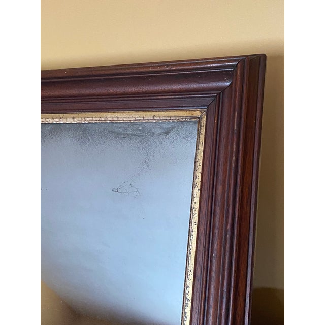 Antique Victorian Walnut Mirror Original Wood Panel Back Gold Liner Foxed Wall For Sale - Image 4 of 10