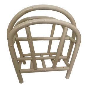 1970s Mid Century Style Modern Bent Bamboo and Rattan Magazine Rack