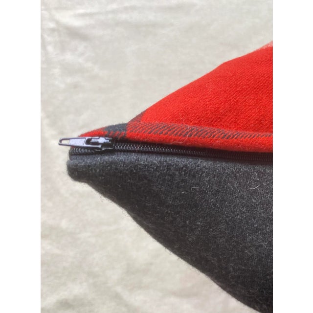 Red Antique Plaid Carriage Blanket Pillow Cover - Reversible - 22" Square For Sale - Image 8 of 9