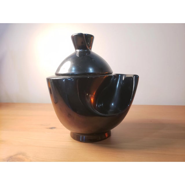 Tobacco Pot France c 1920s Stoneware 6.5" tall 5.5" long. Small repair to the top as seen in the photos. Beautiful Art...