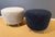 Pair of beautiful hand crafted luxurious French dining height pouf/stools with long wool boucle upholstery. Old new stock...