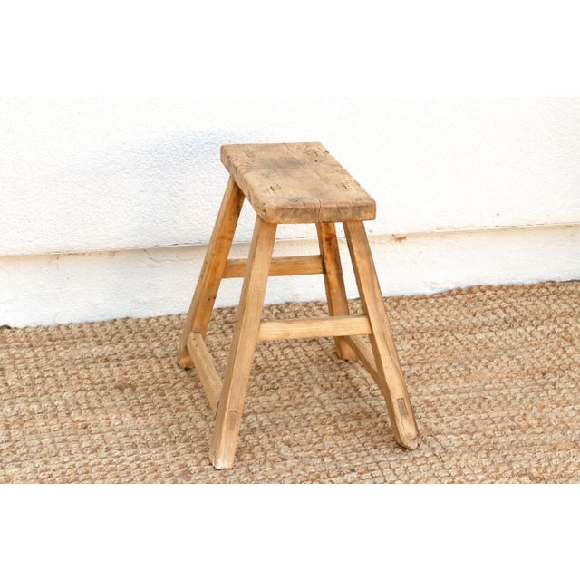 Aged Wood Charming Asian Stool For Sale - Image 4 of 7