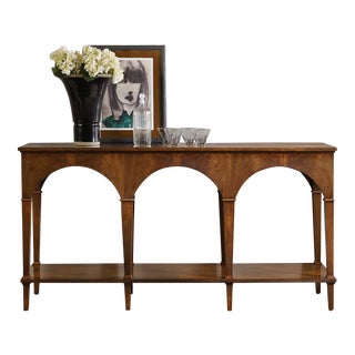 Modern History Triple Classical Console Table With Shelf For Sale