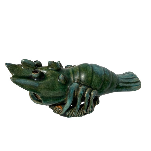 Mid 20th Century Vintage Shiwan Blue and Green Crayfish Wall Pocket For Sale - Image 5 of 12