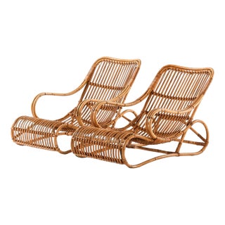 Scandinavian Modern Easy Chairs in Cane & Rattan by Viggo Boesen, 1940s, Set of 2 For Sale